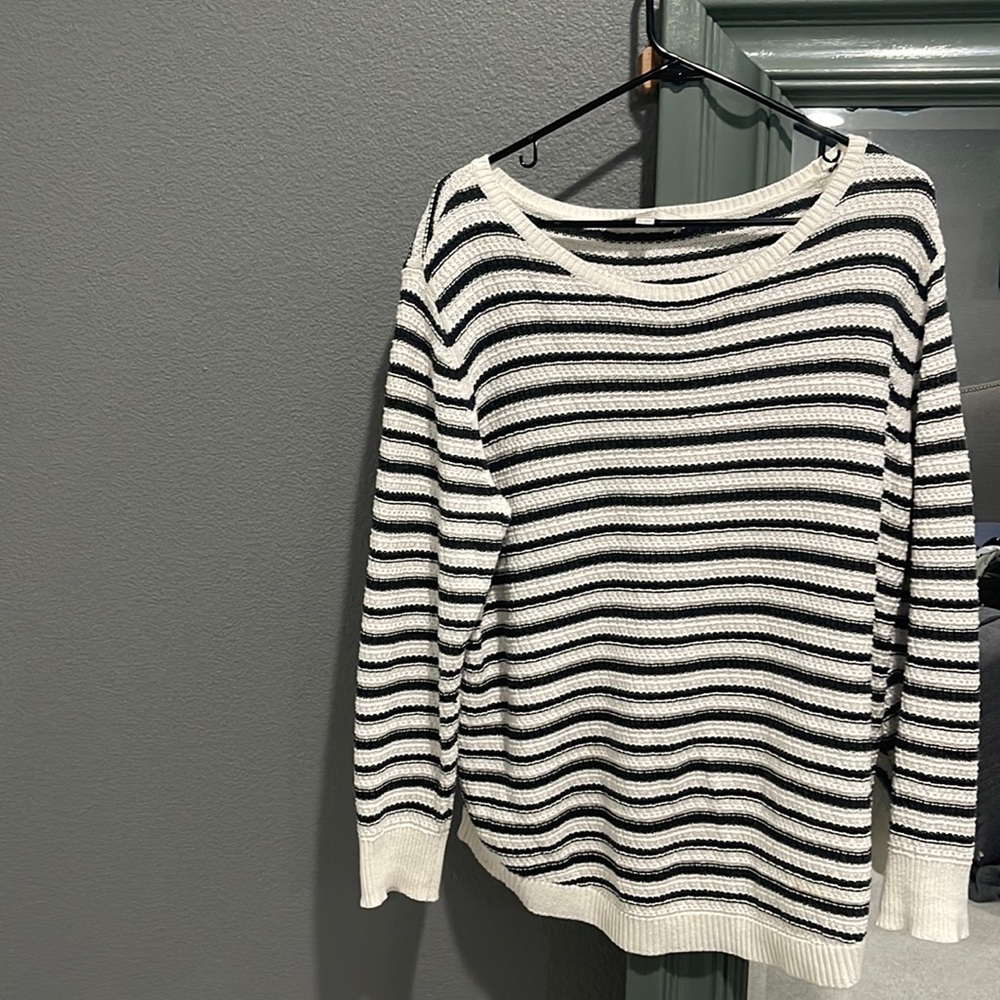 Cream and black cotton sweater. Size 14